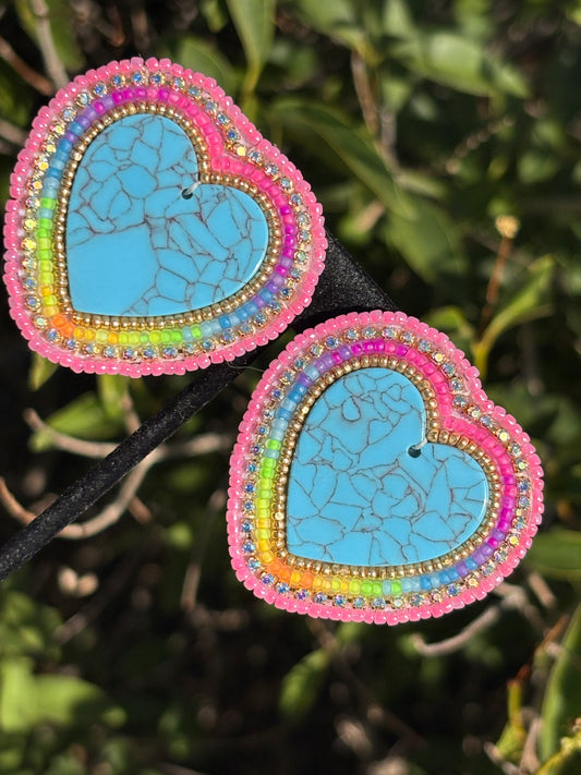 Beaded neon earrings